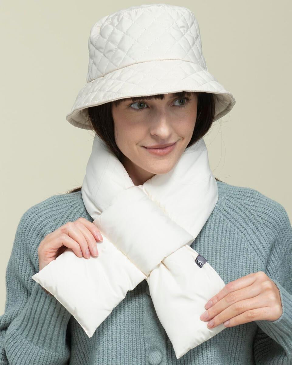 Let it Snow Short Puffer Scarf - Cream
