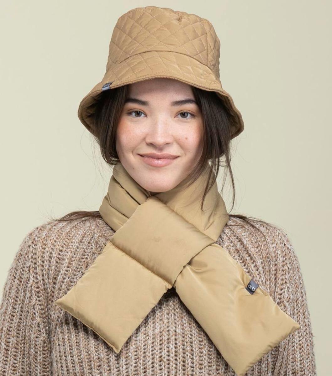 Let it Snow Short Puffer Scarf - Tan