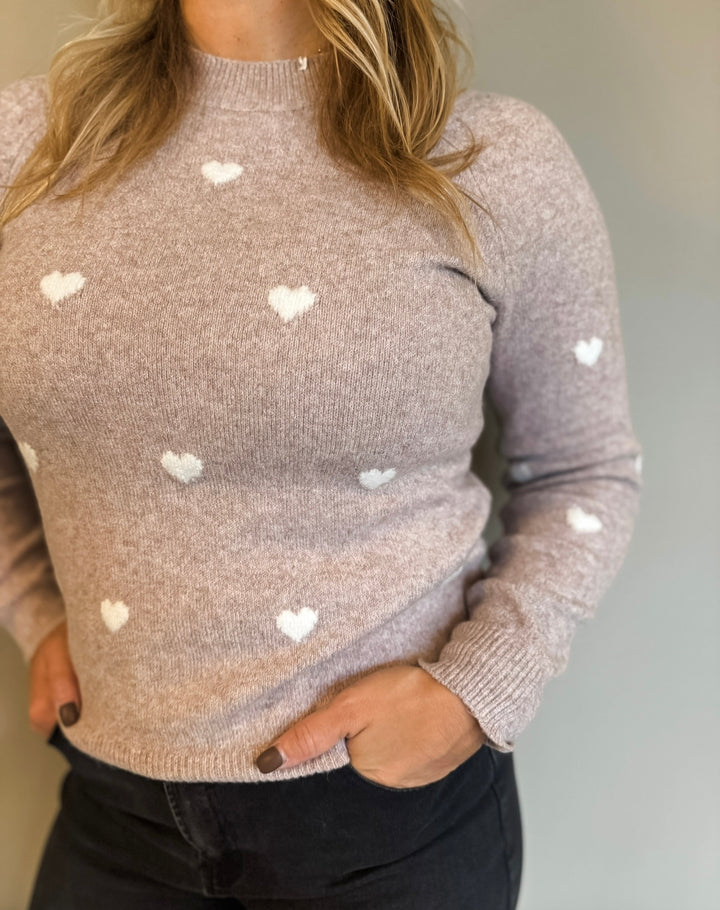 Doffy Sweater - Pink/White Hearts