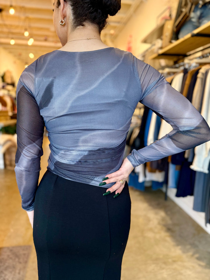 Rosa Mesh LS Top - Grey Wave