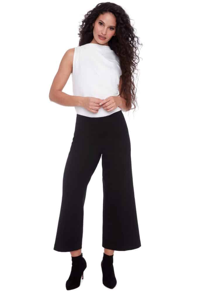 Solid Cropped Wide Leg Pant