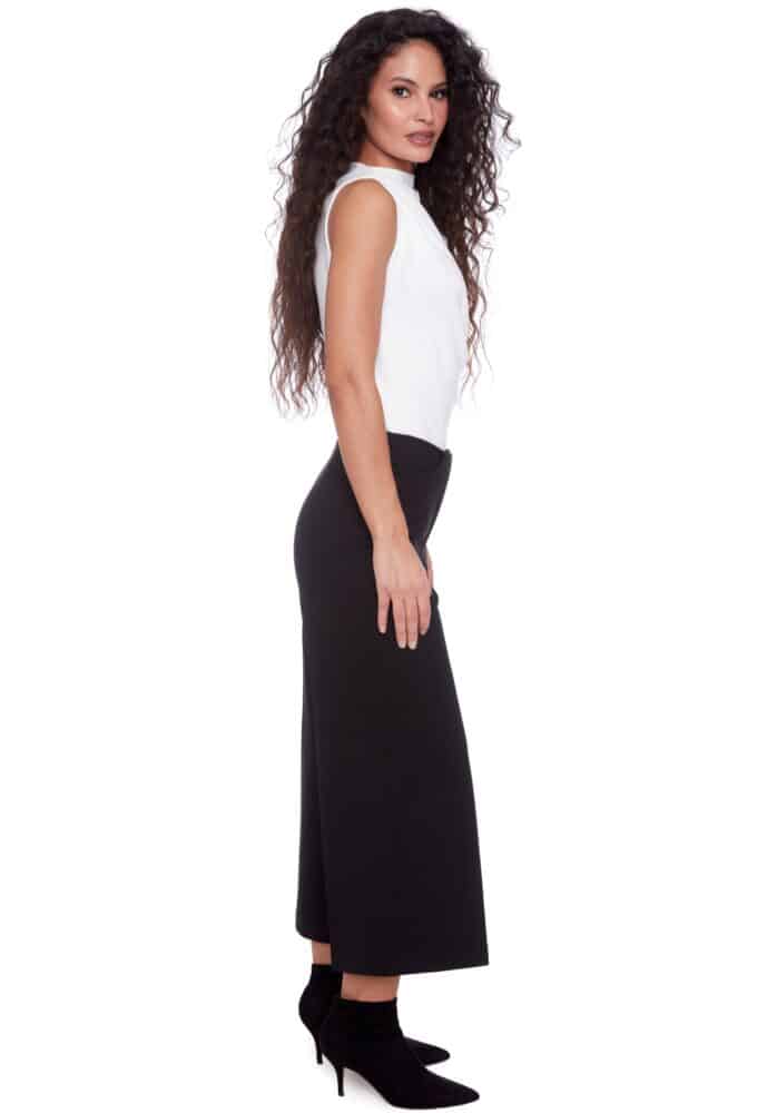 Solid Cropped Wide Leg Pant