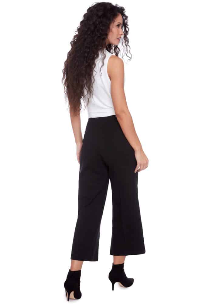 Solid Cropped Wide Leg Pant