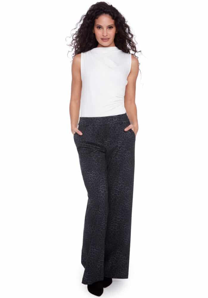 Audrey Leopard Print Wide Leg Pant