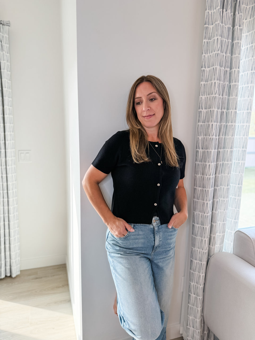 Siham Button Front Top