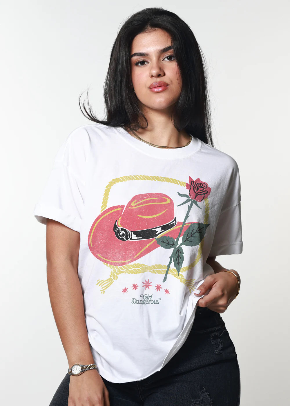 Cowboy Hat & Rose Boyfriend Tee