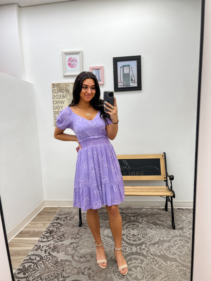 Purple Smocked Waist Dress