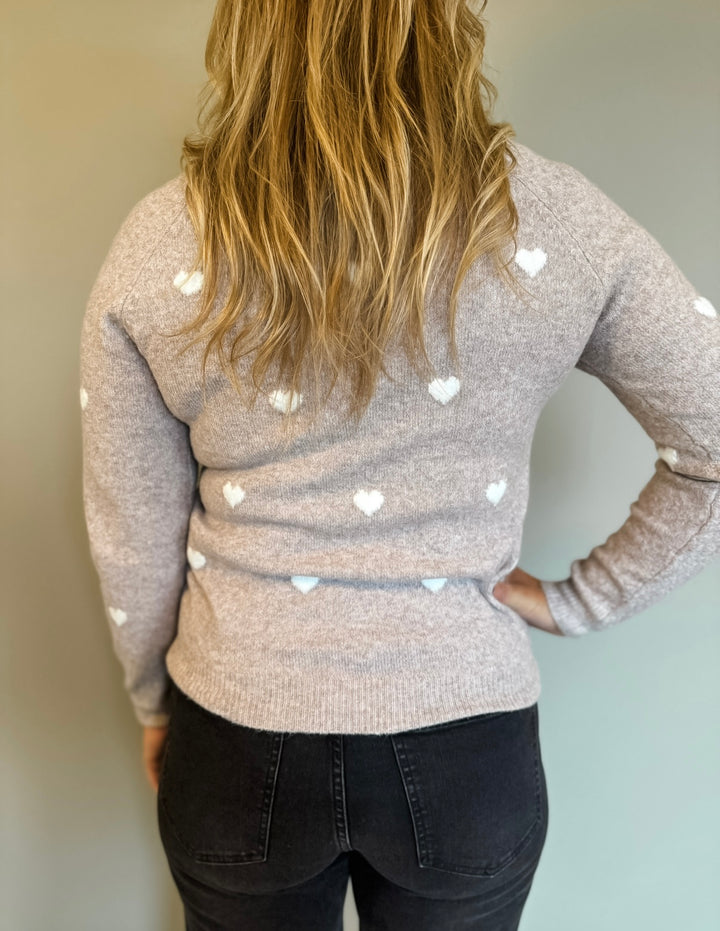 Doffy Sweater - Pink/White Hearts