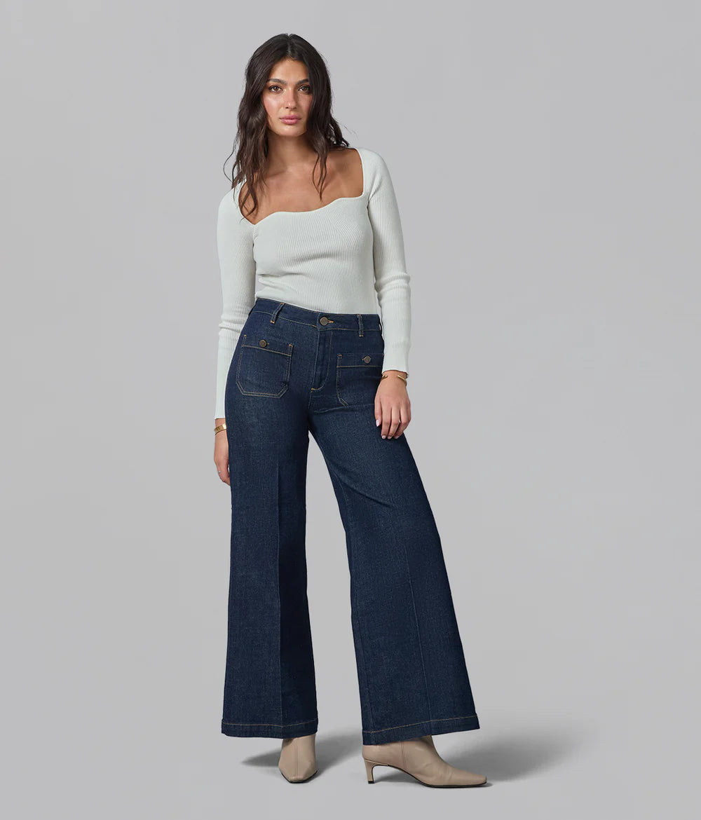 Milan Wide Leg Jeans - Dark Rinse