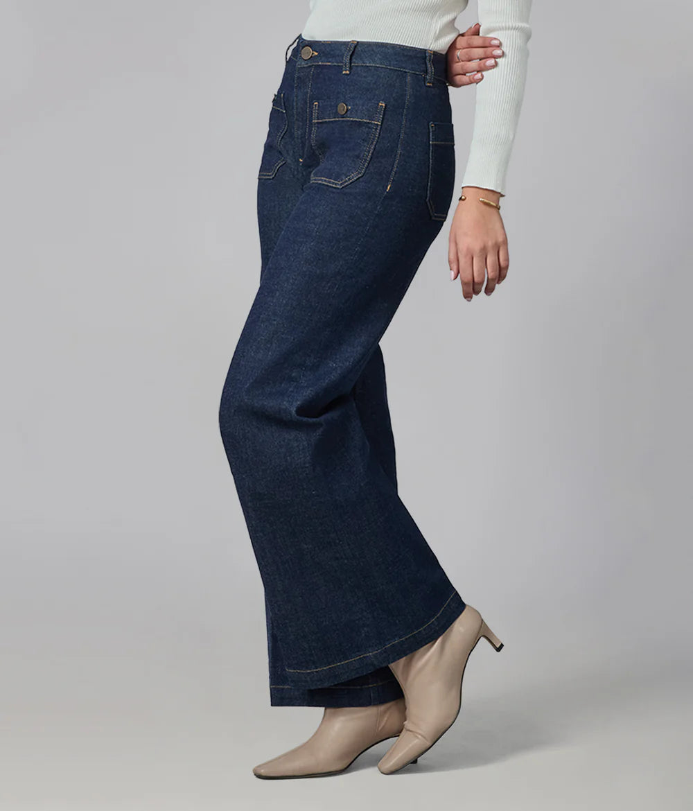 Milan Wide Leg Jeans - Dark Rinse