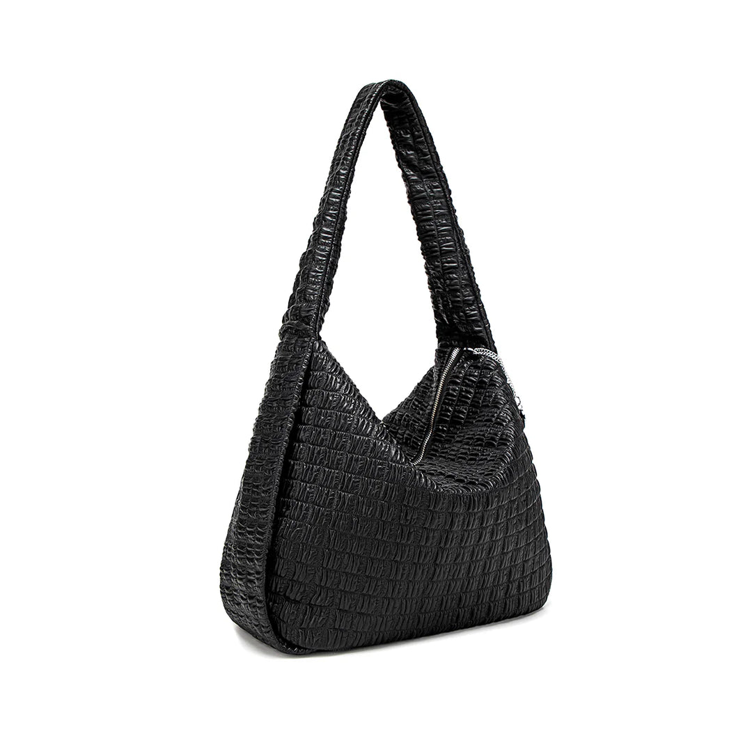 Waffle Shoulder Bag - Black
