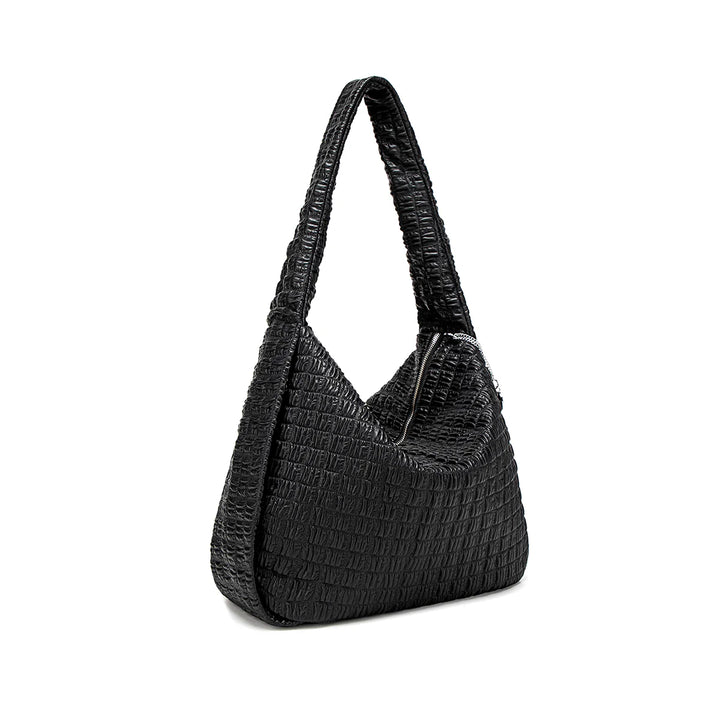 Waffle Shoulder Bag - Black