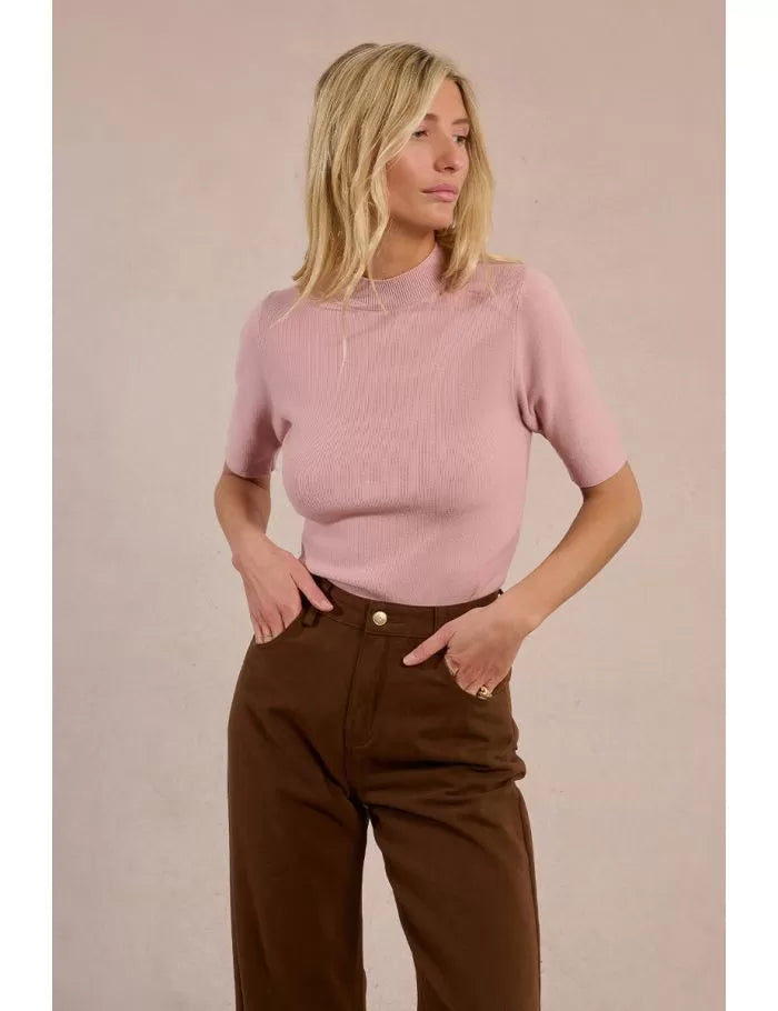 Mockneck Sweater Tee - Pink