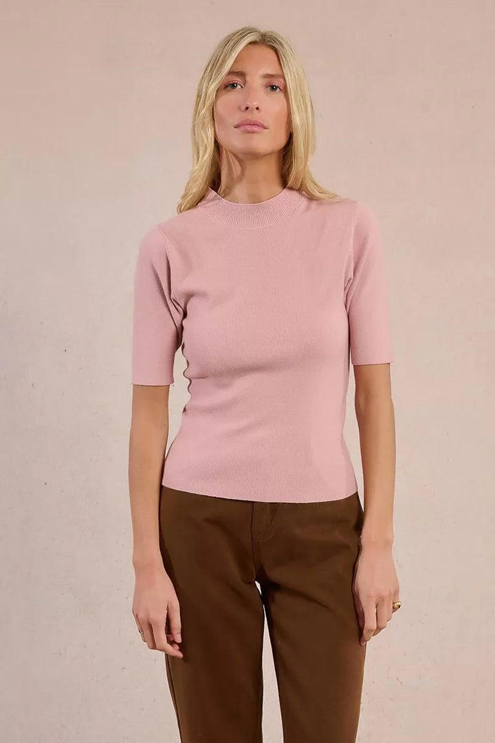 Mockneck Sweater Tee - Pink