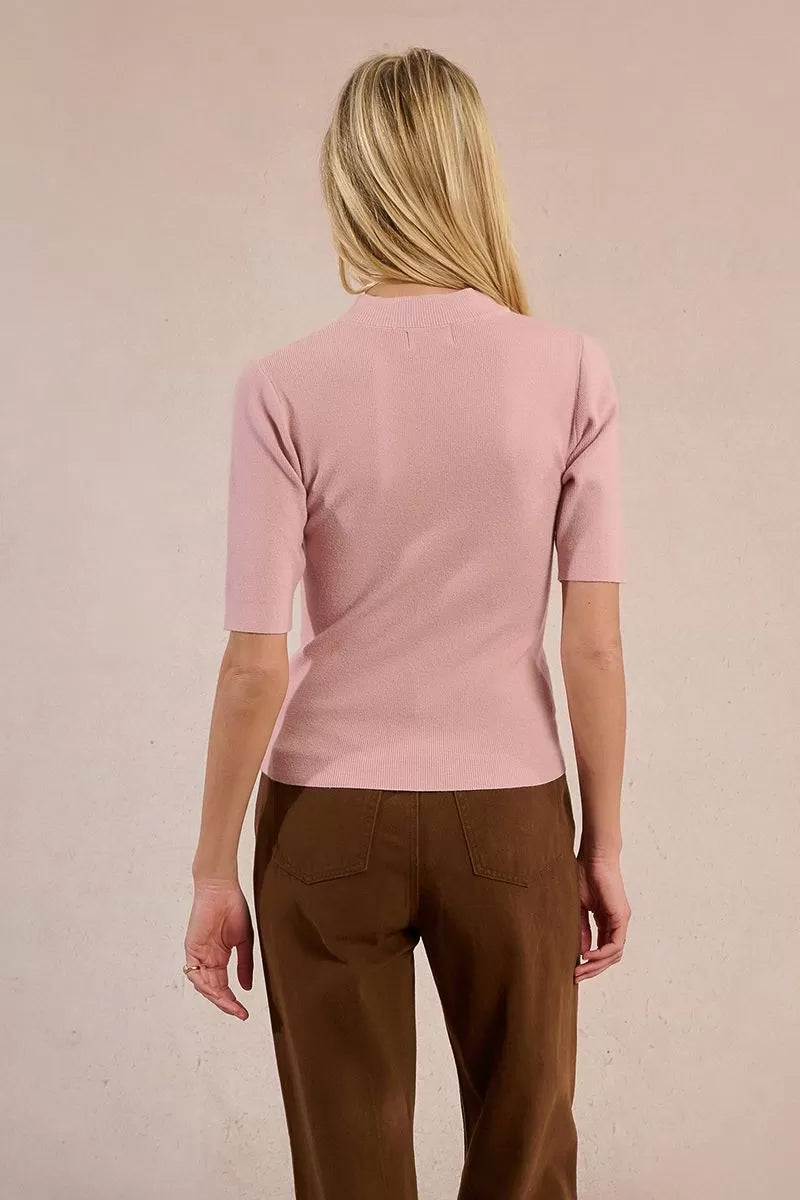 Mockneck Sweater Tee - Pink