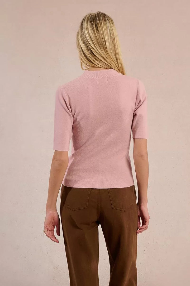 Mockneck Sweater Tee - Pink
