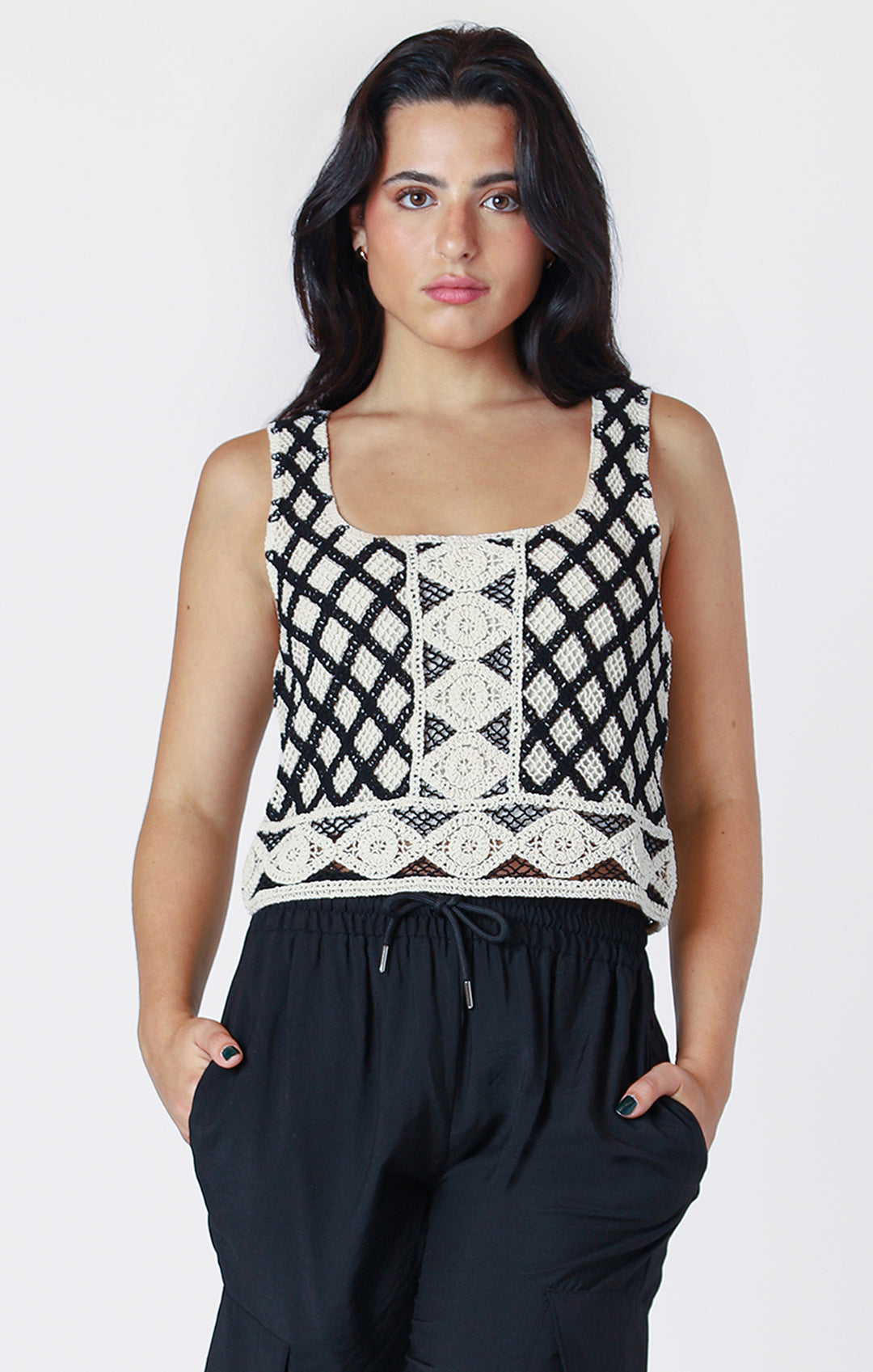 Square Neck Crochet Tank