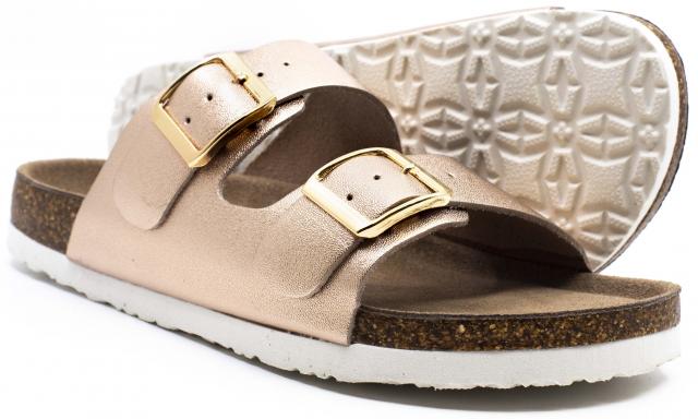Cheryl Rose Gold Double Buckle Sandal