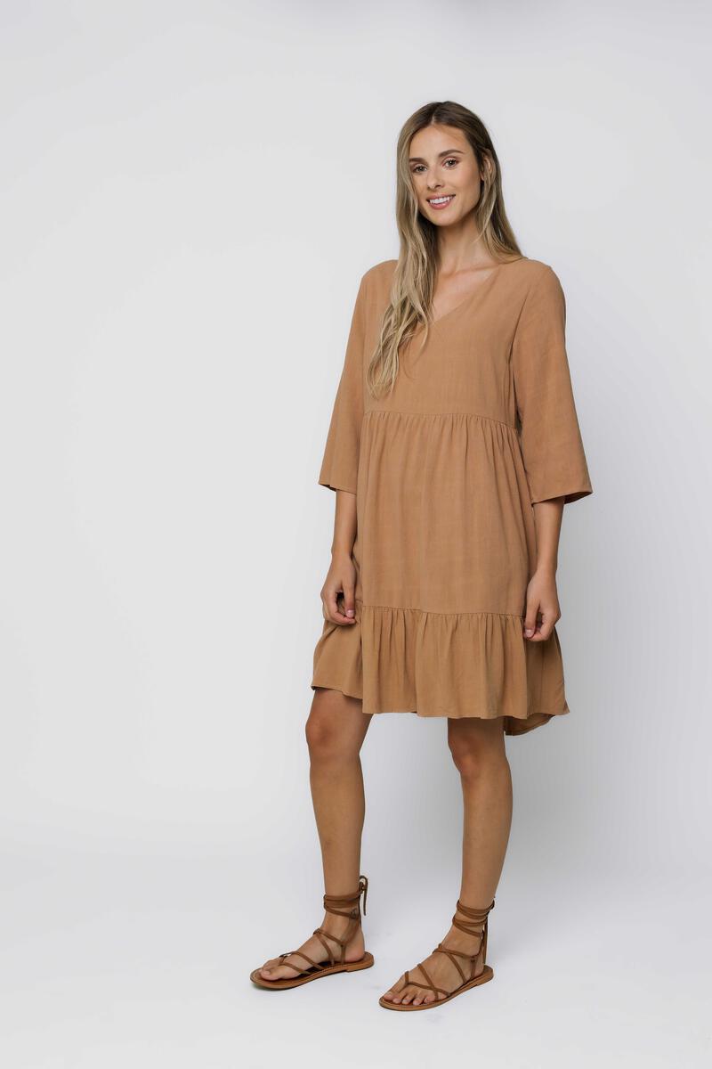 Grace Tiered Dress - Tan