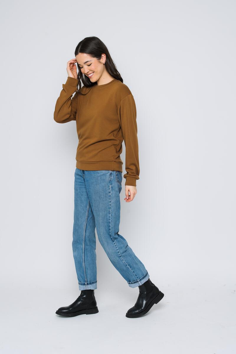 Jenna Luxe Fleece Crew Neck Sweatshirt - Caramel