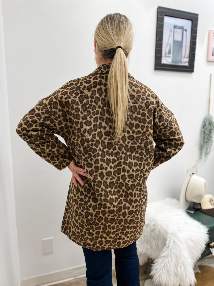 Cheetah Print Dress Coat