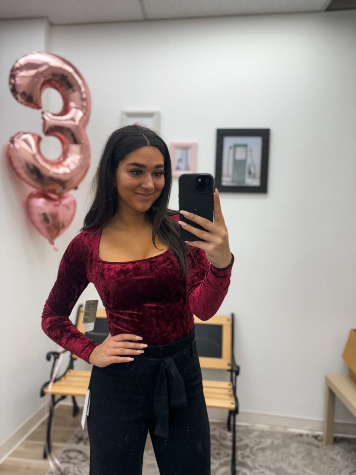 Stacy Square Neck Velvet Bodysuit
