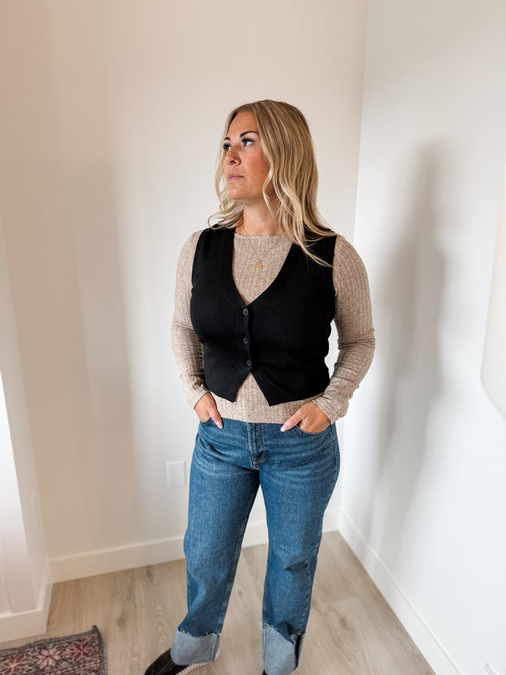 Alice Vest Top - Black
