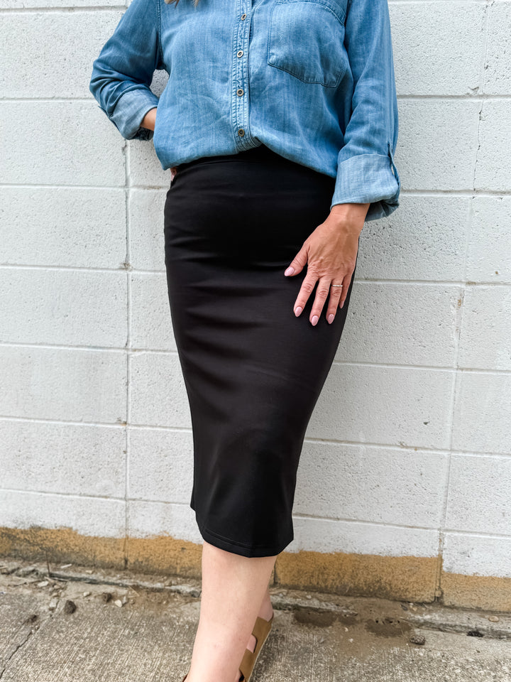 Maddie Midi Skirt - Black