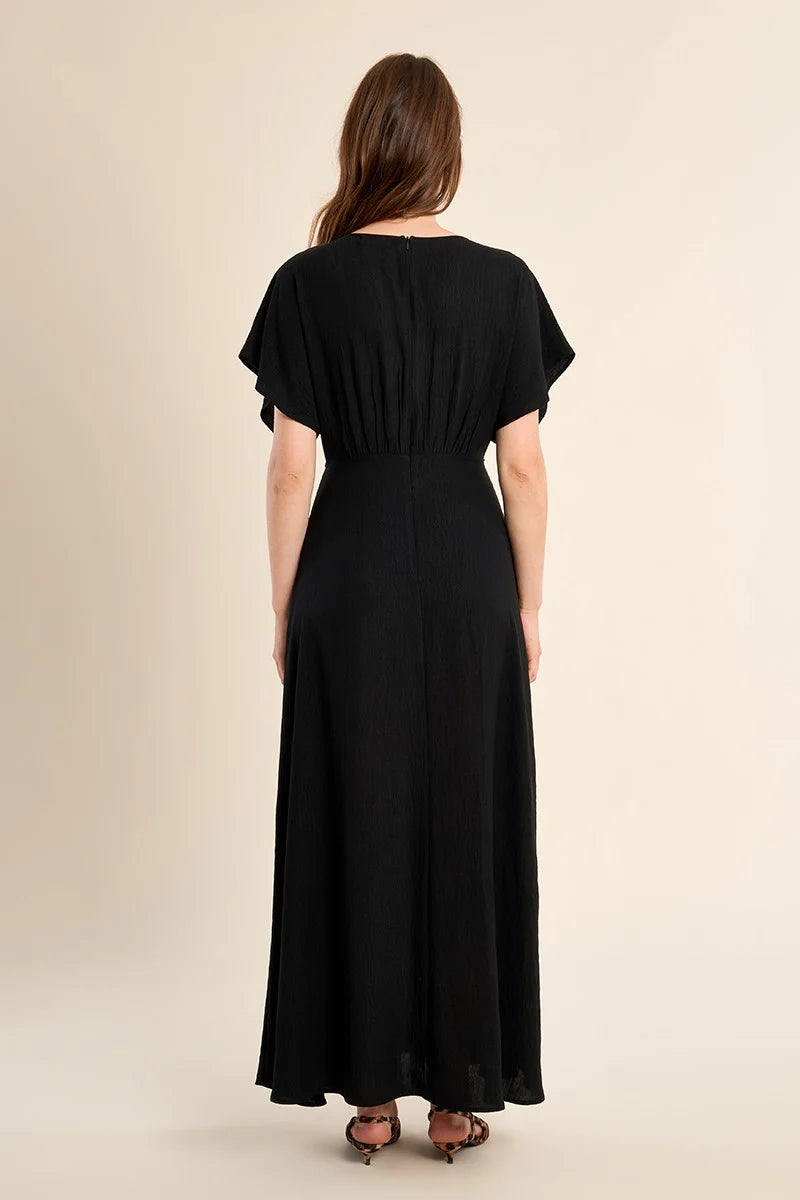 V-Neck Black Maxi Dress