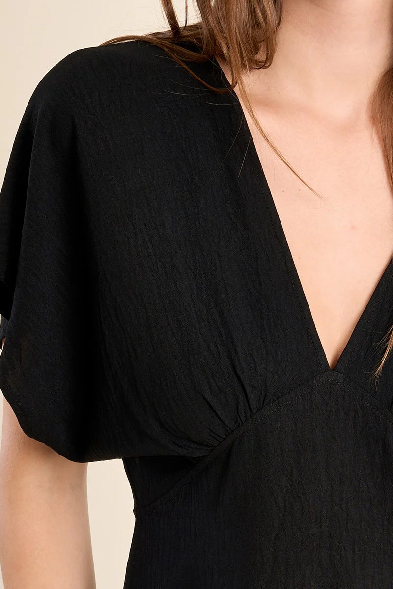 V-Neck Black Maxi Dress