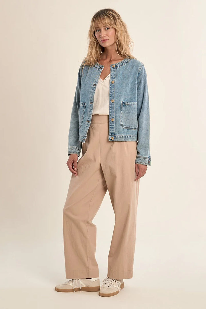 Round Neck Denim Jacket
