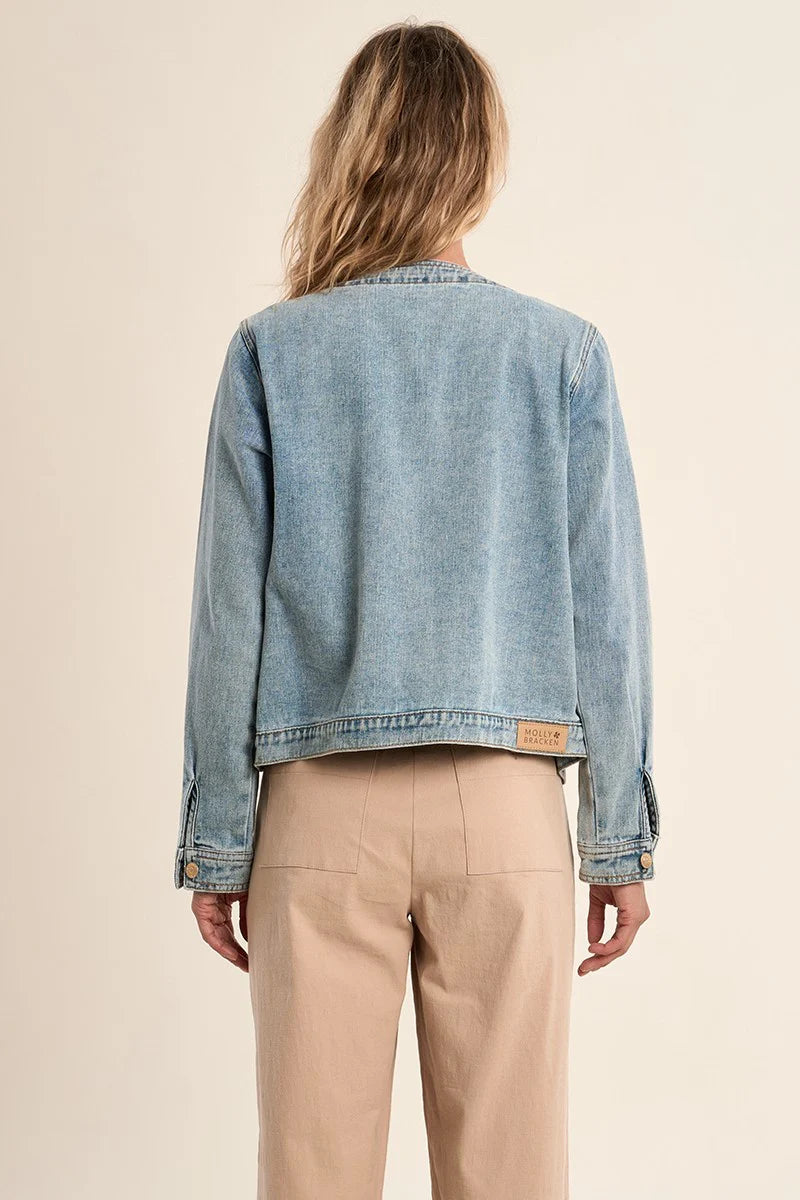 Round Neck Denim Jacket