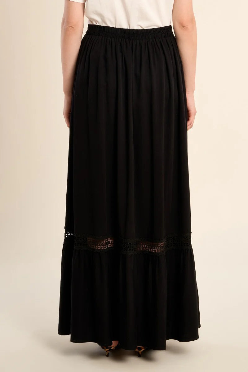 Black Openwork Maxi Skirt