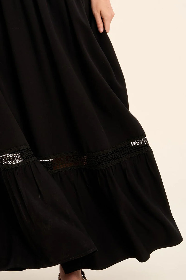 Black Openwork Maxi Skirt