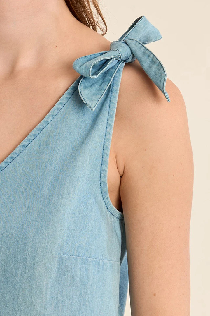 Shoulder Tie Denim Tank Top