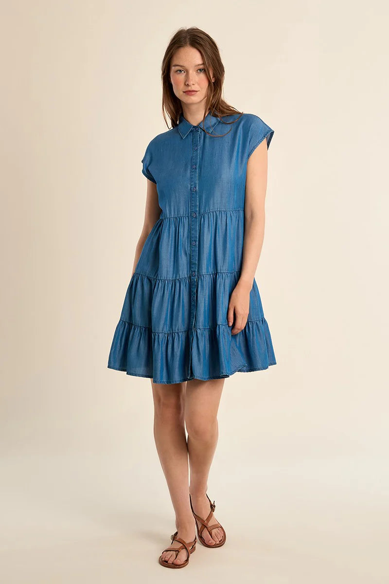 Tiered Denim Dress