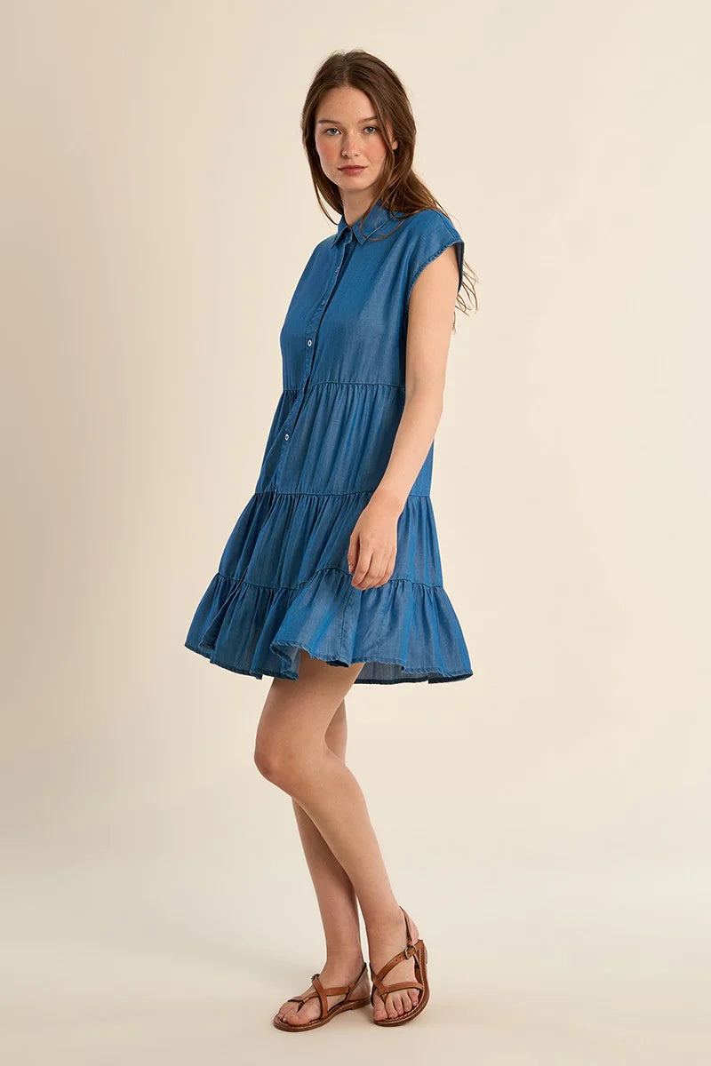 Tiered Denim Dress