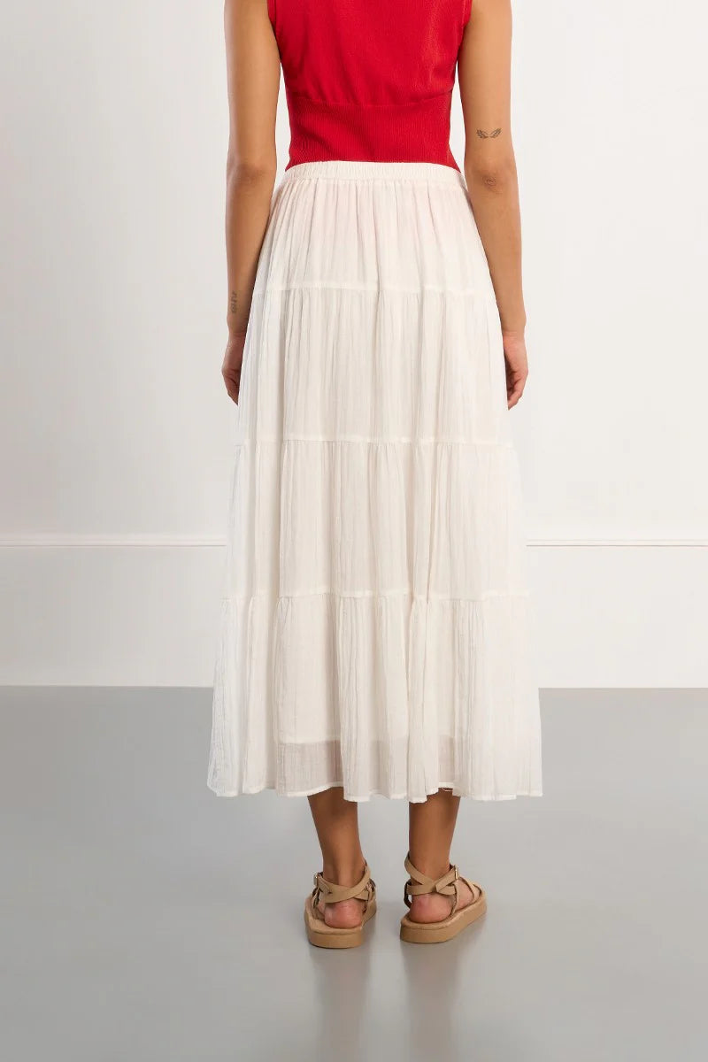 White Flowy Long Skirt
