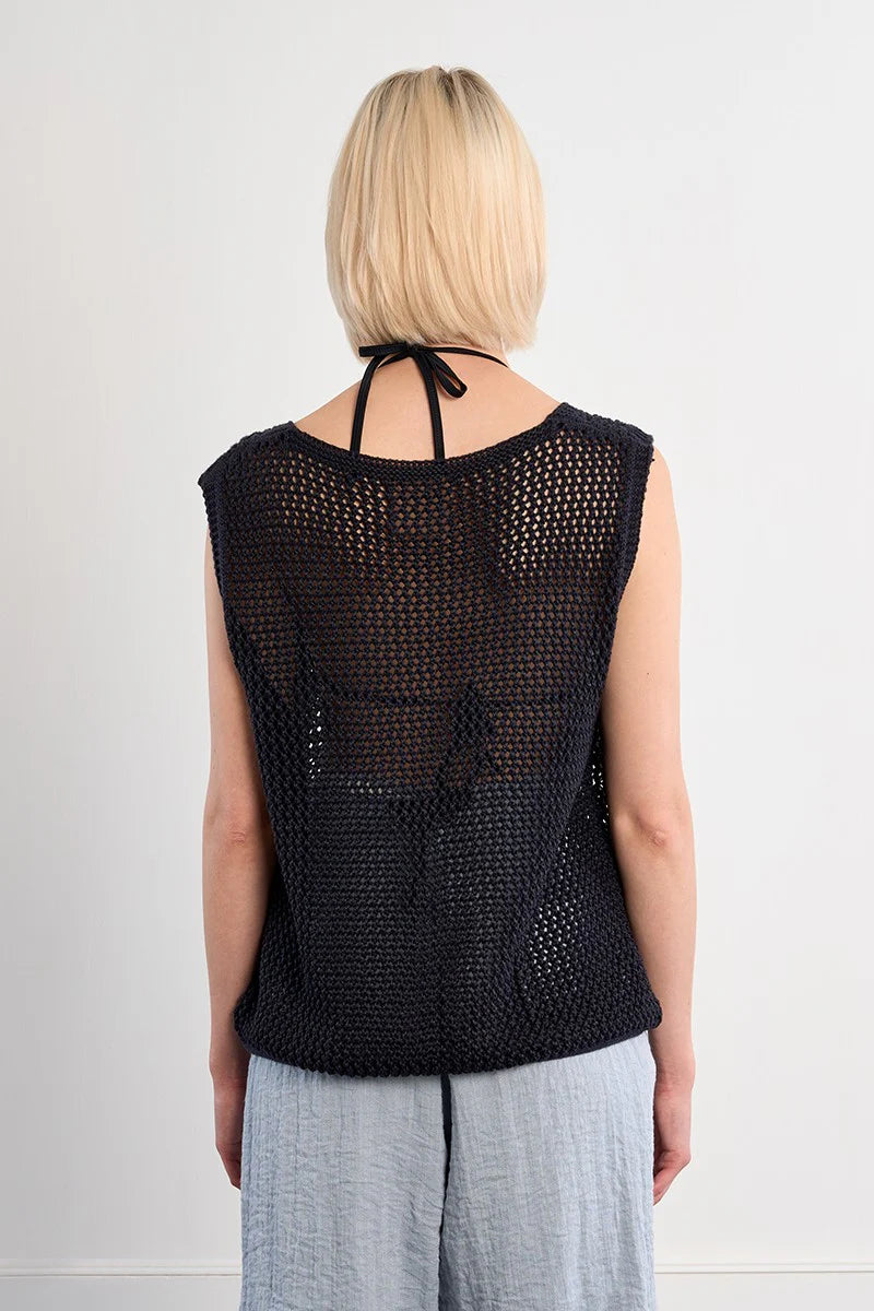 Navy Open Knit Vest Tank
