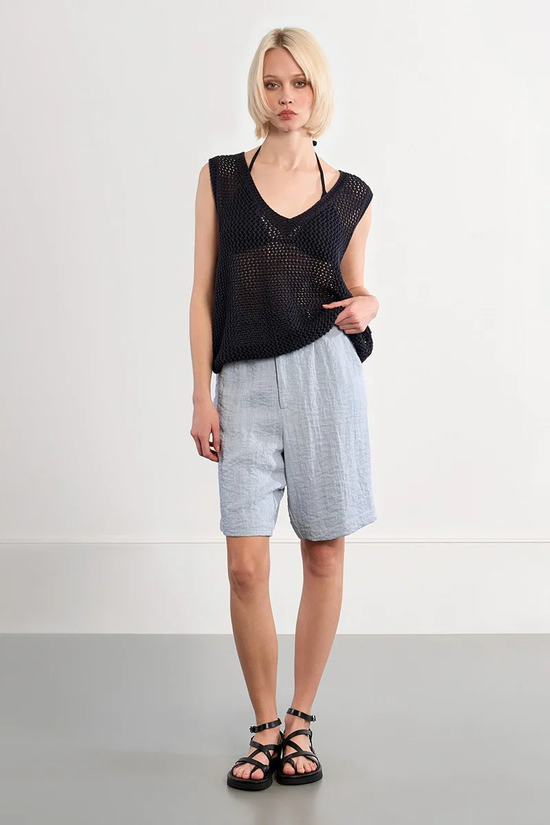 Navy Open Knit Vest Tank