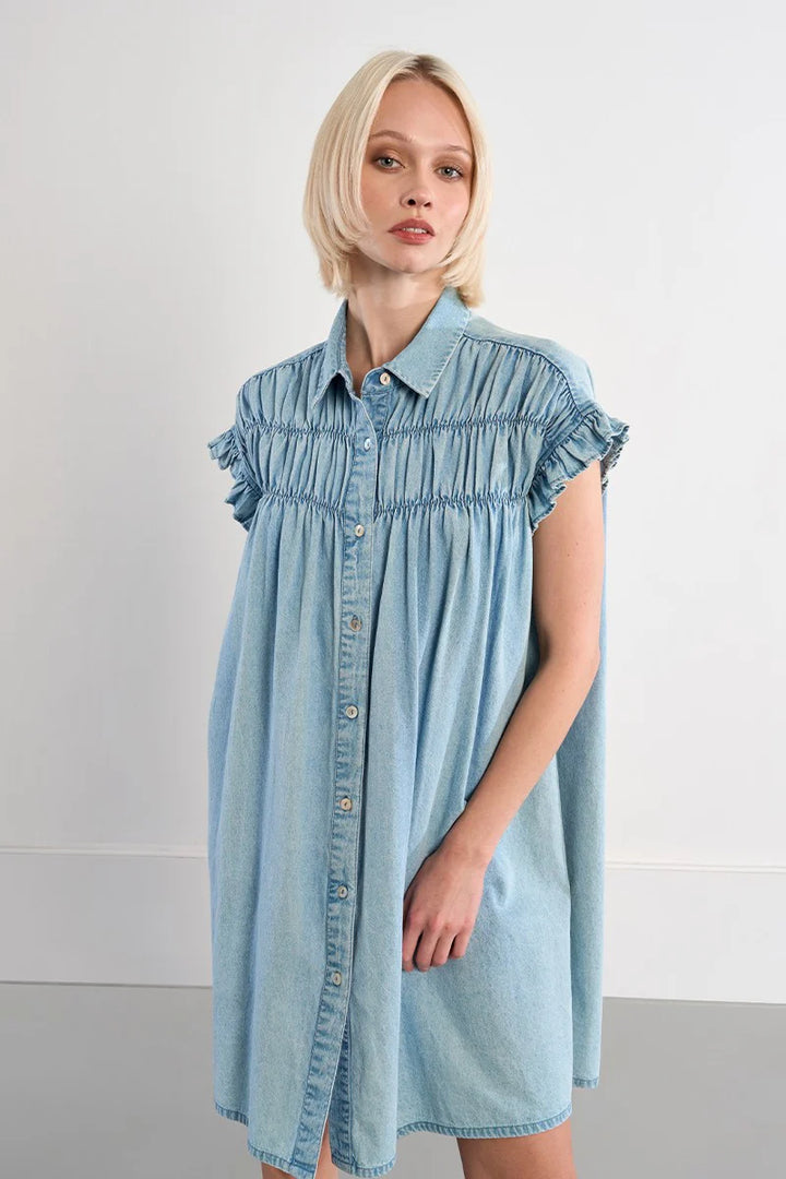 Baby Doll Button Up Denim Dress