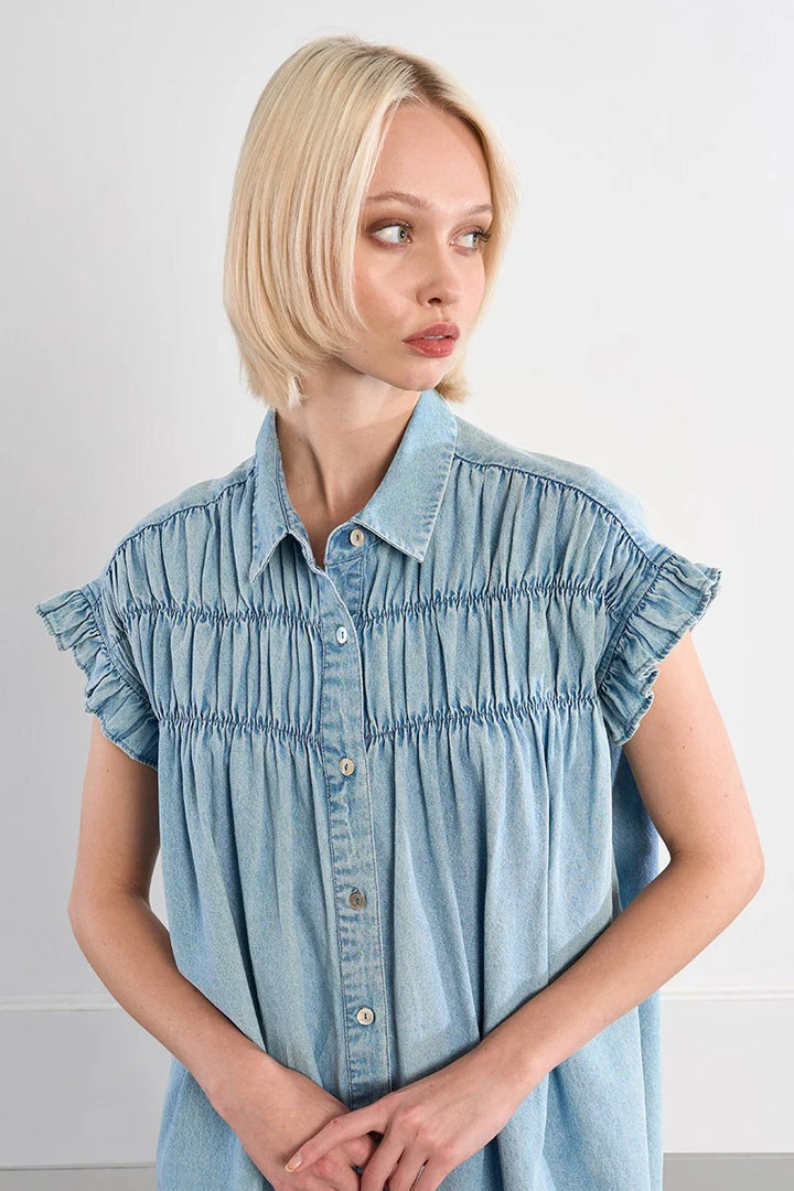 Baby Doll Button Up Denim Dress
