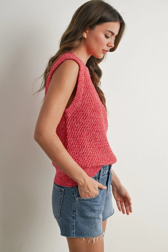 Knit Sweater Vest - Red