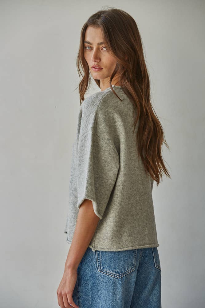 Quarter Sleeve Button Up Cardigan