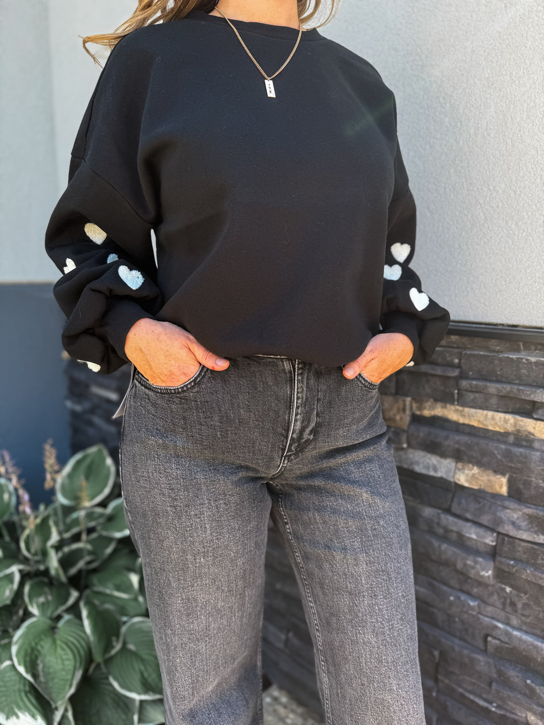 Macy Sweatshirt - White Hearts