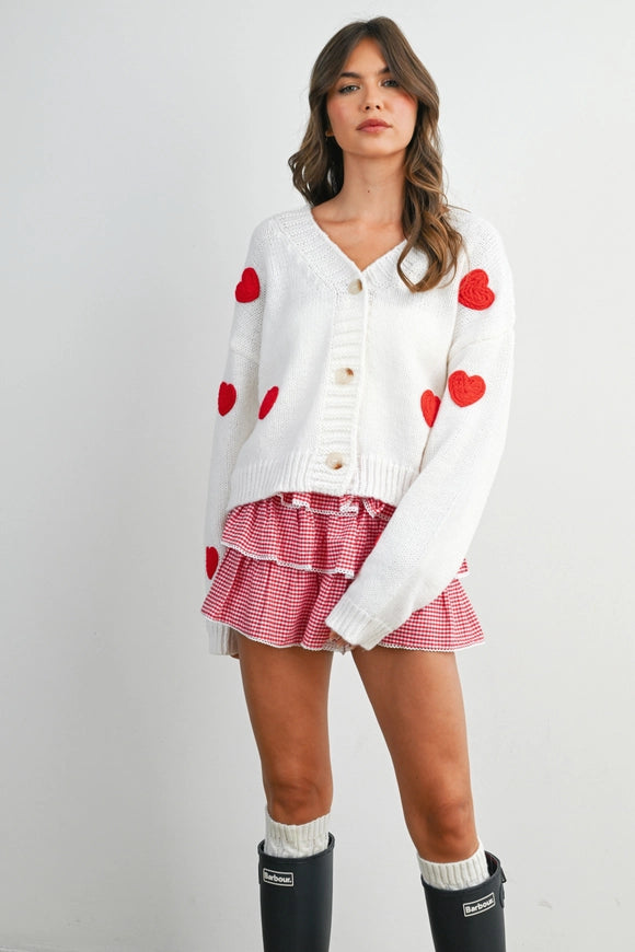 Knit Heart Patterned Cardi