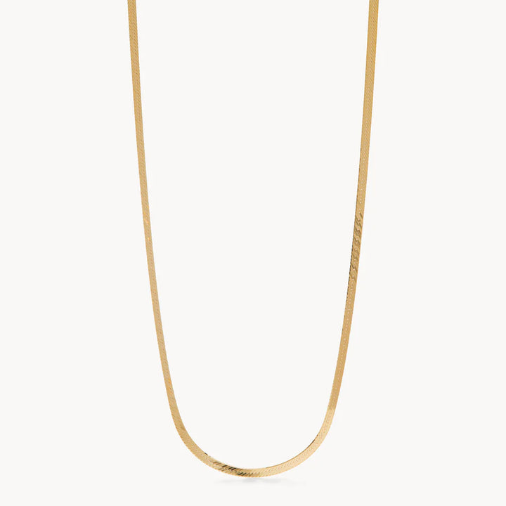 Thin Herringbone Chain Necklace- Gold