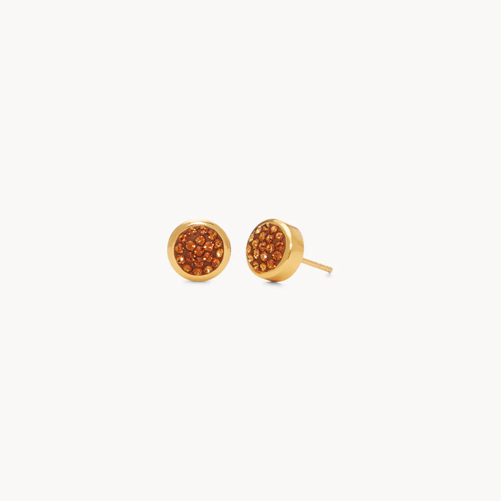 Light Amber Sparkle Bezel Stud Earrings