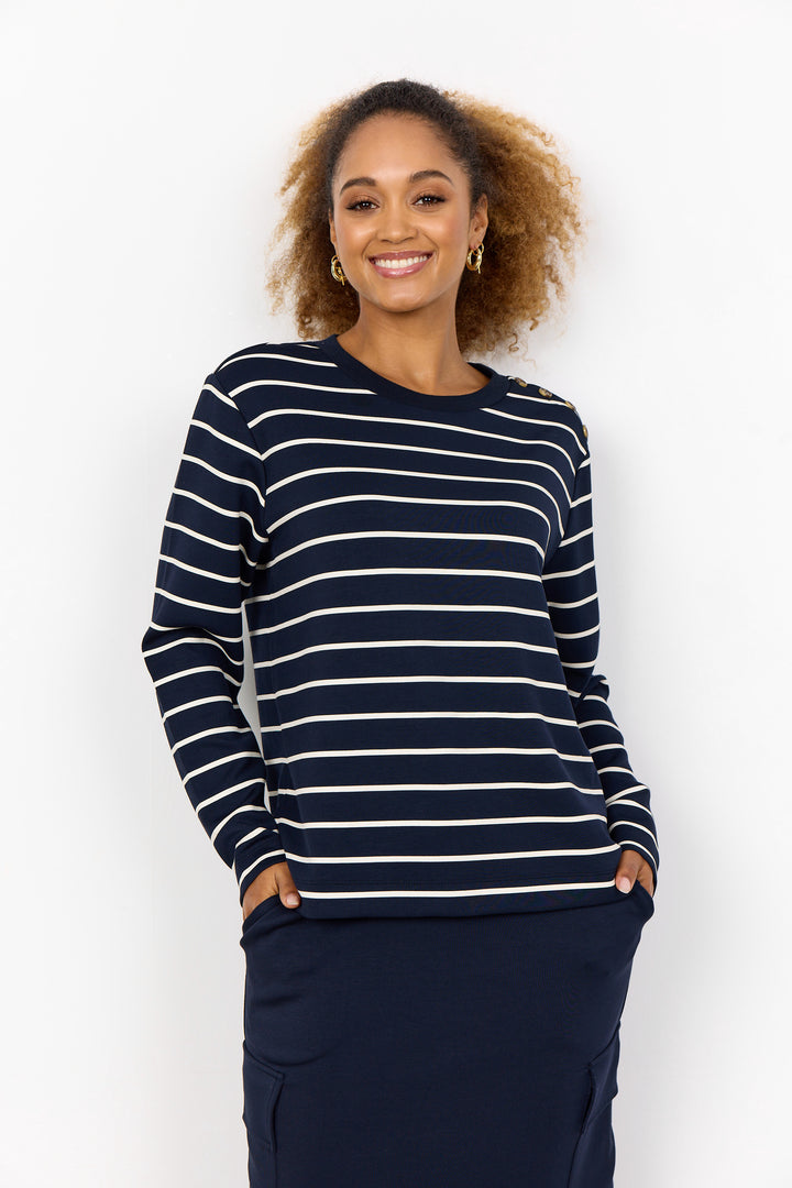 Barni 26 Long Sleeved Navy Striped Top