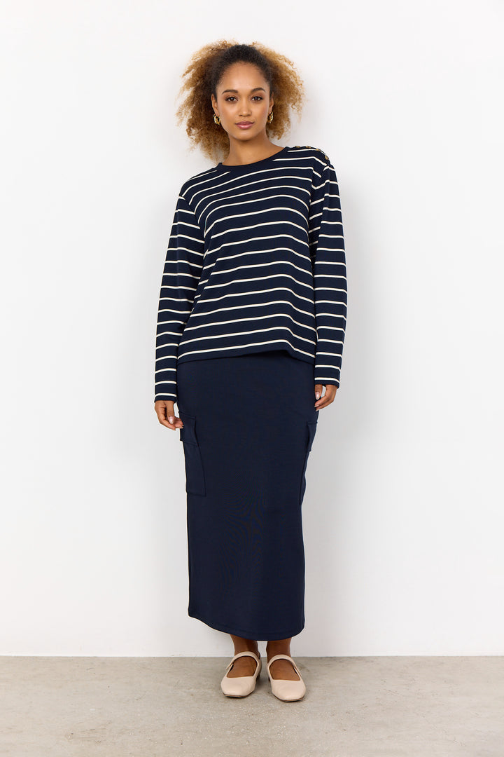 Barni 26 Long Sleeved Navy Striped Top